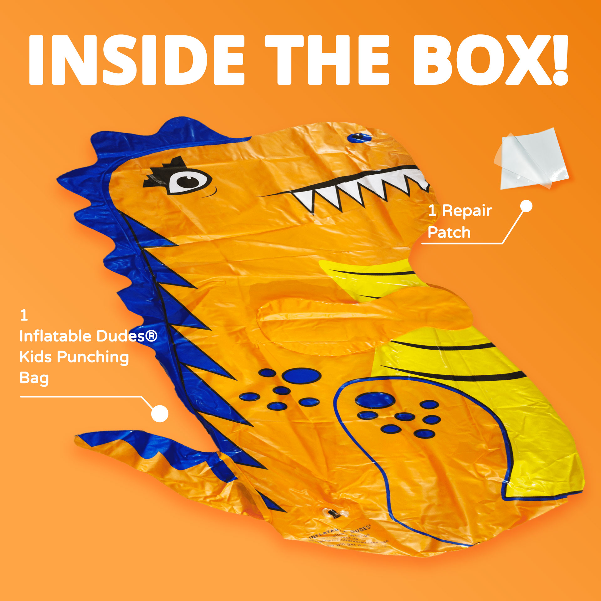 Dinosaur T-Rex Inflatable Dudes® REX punching bag packaging.
