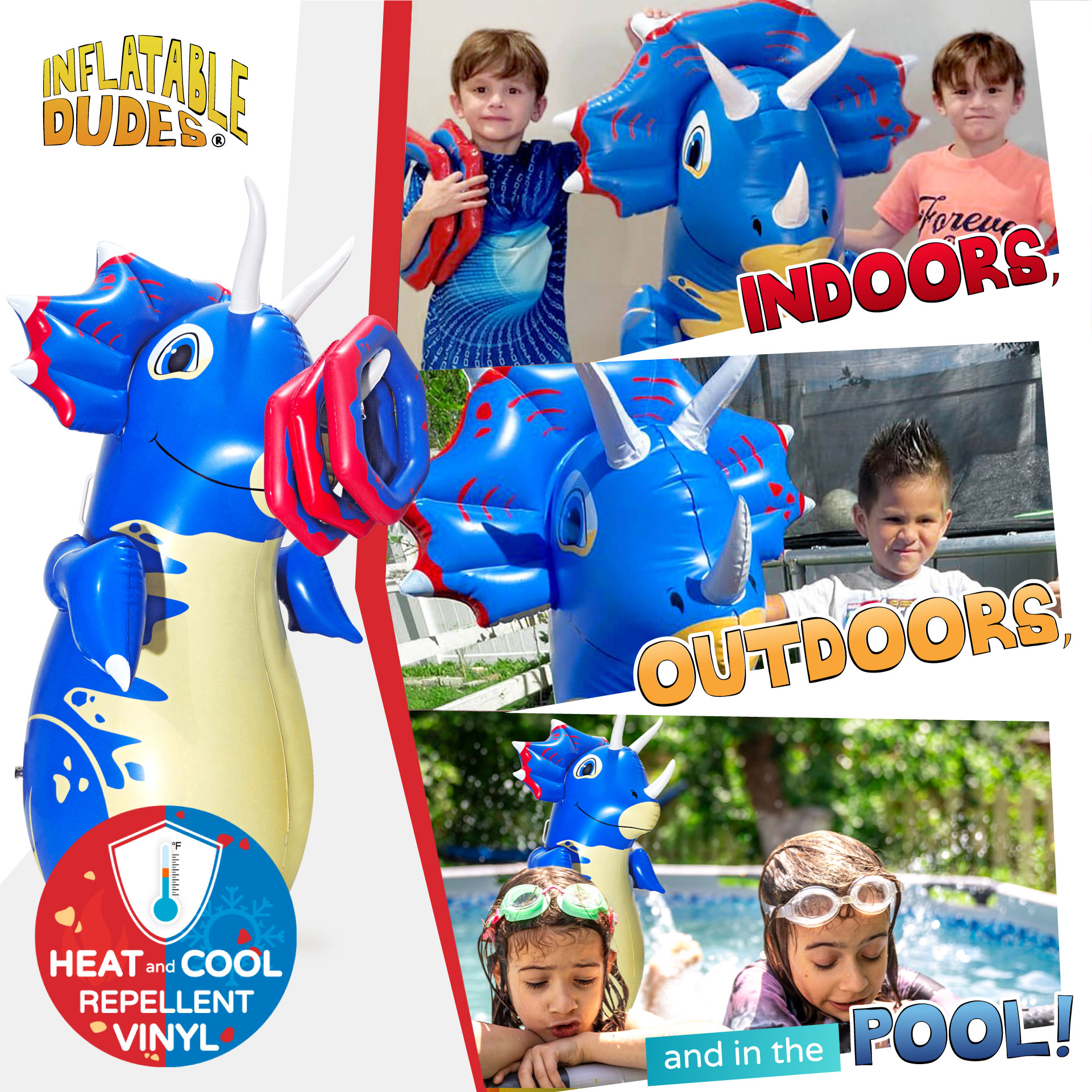 TOPS kids punching bag is perfect for indoor, outdoor, and pool use.