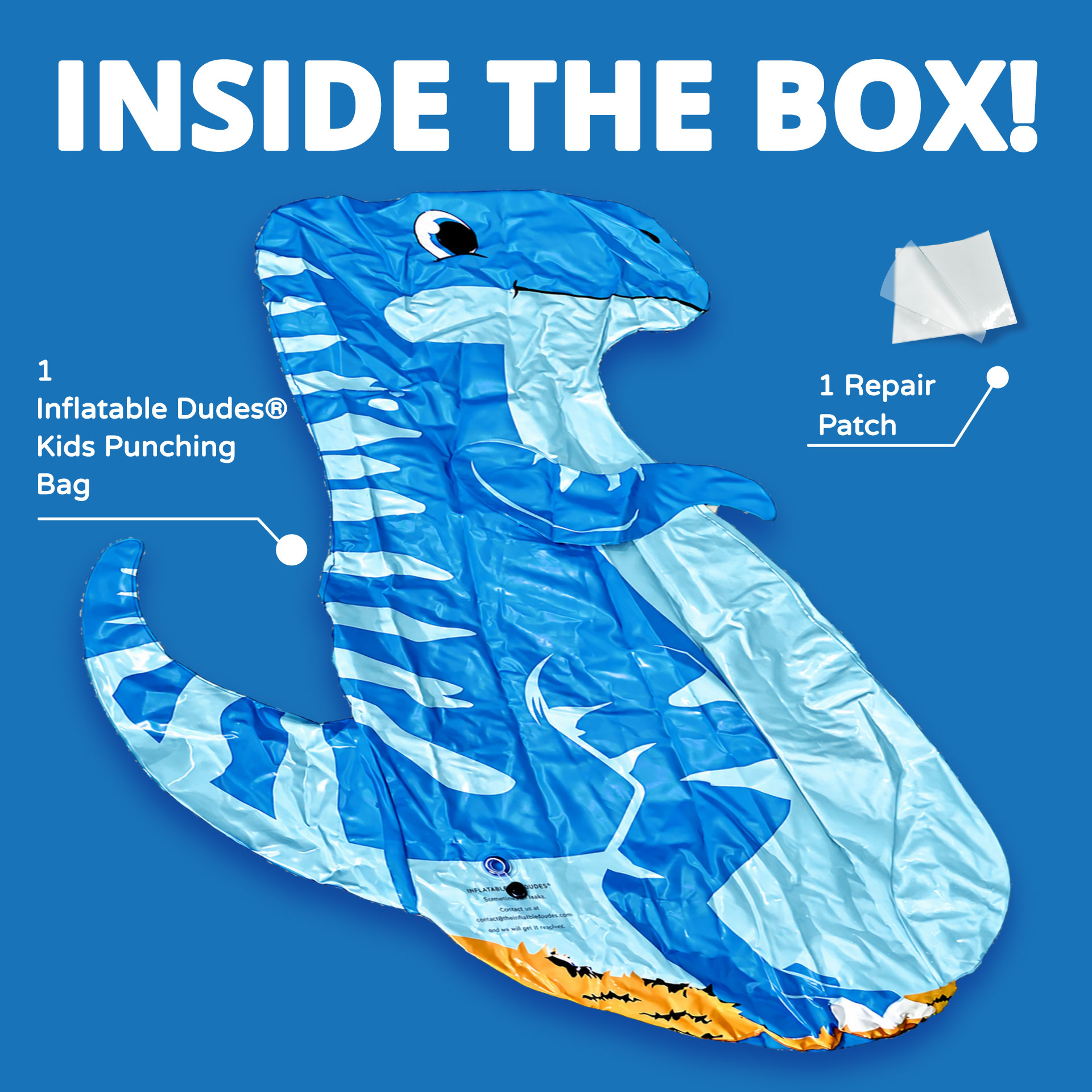 Dinosaur Inflatable Dudes® Vee punching bag packaging.