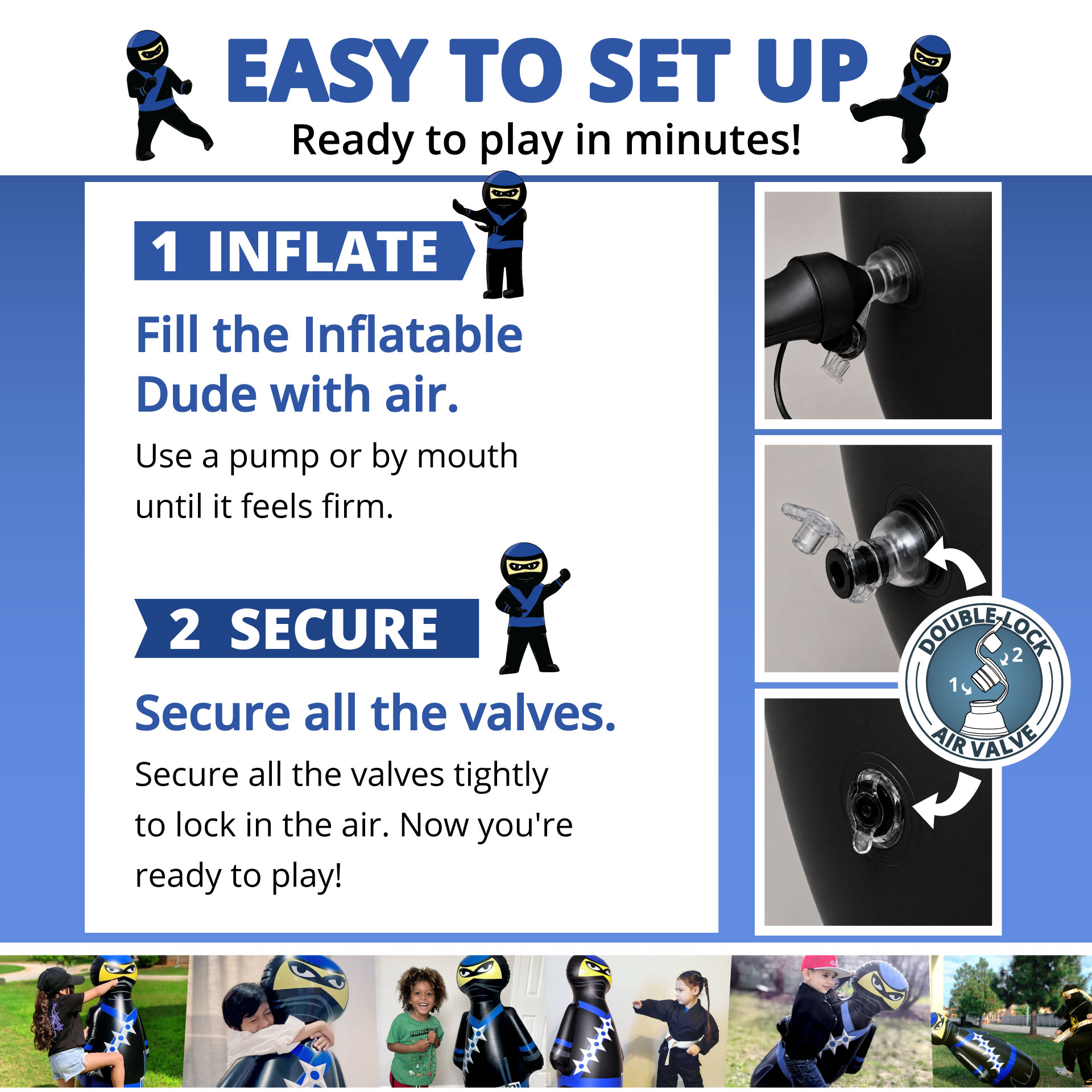 How to set up the Inflatable Dudes® NOBI kids punching bag.