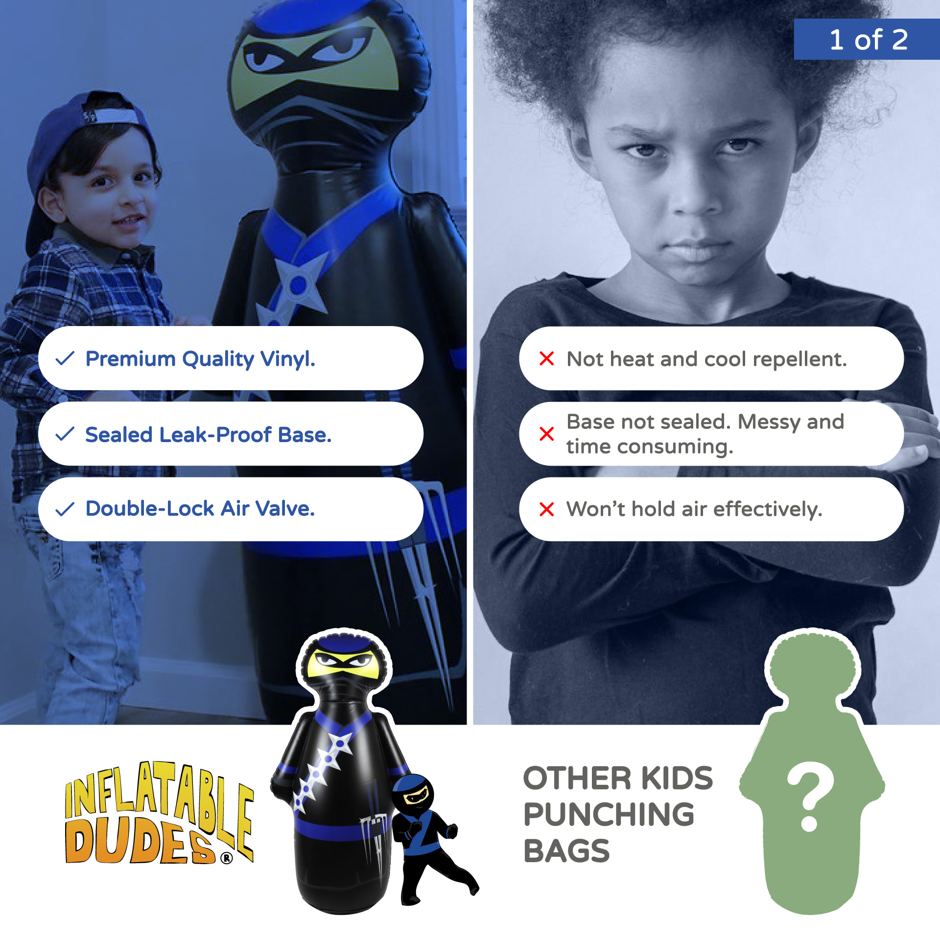 NOBI kids punching bag vs other kids inflatable punching bags.