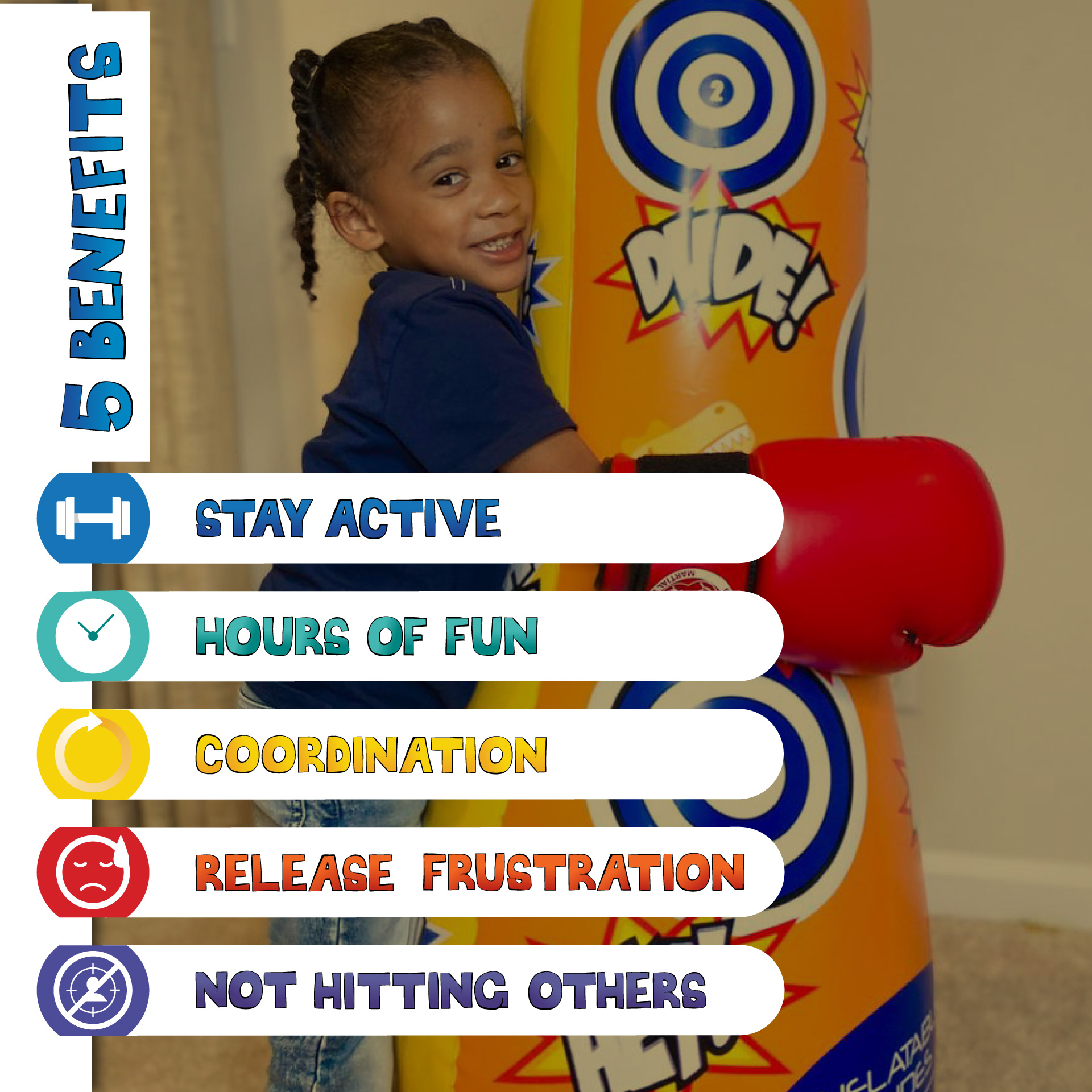 REX/NOBI kids target bag has 5 benefits!