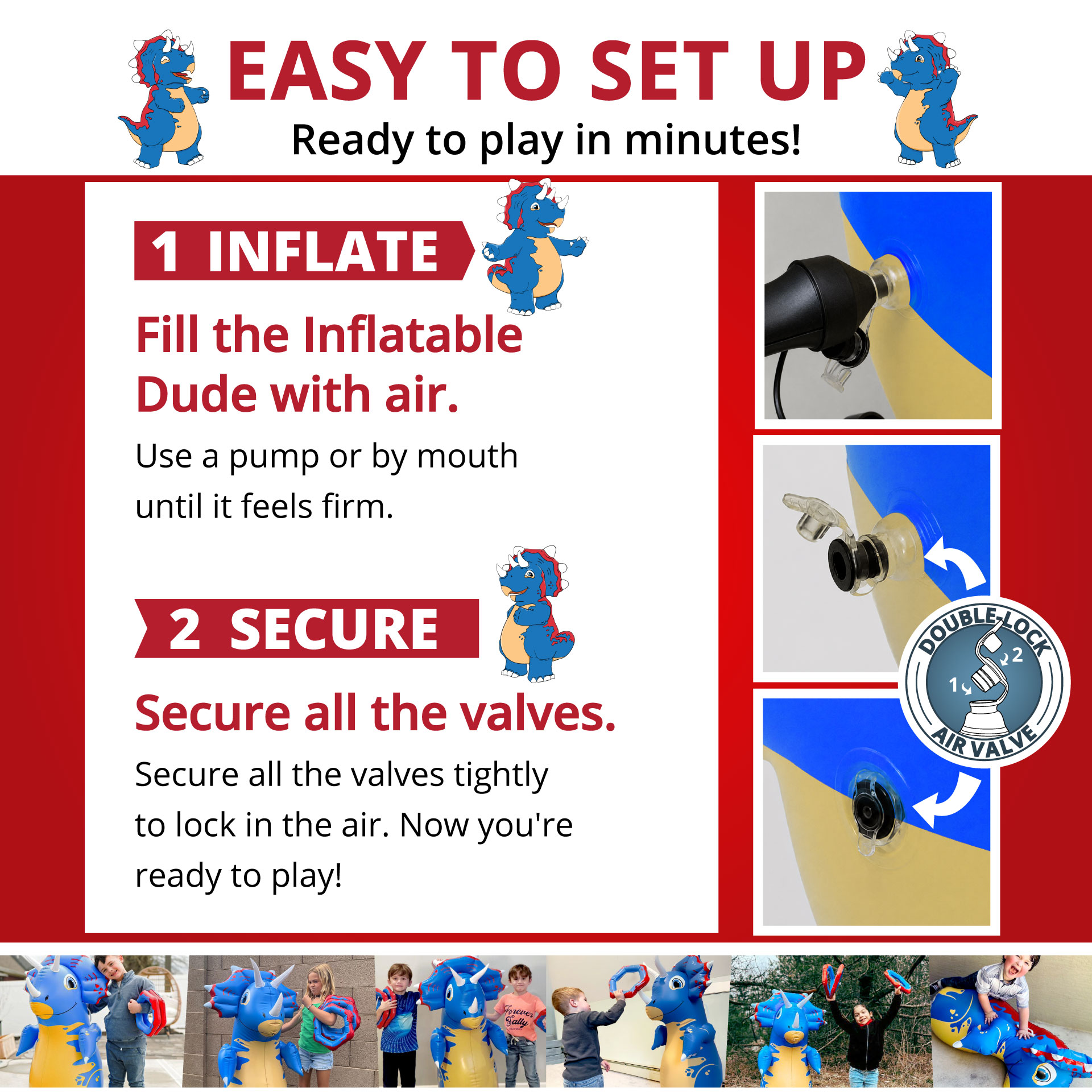 How to set up the Inflatable Dudes® TOPS kids punching bag and ring toss.