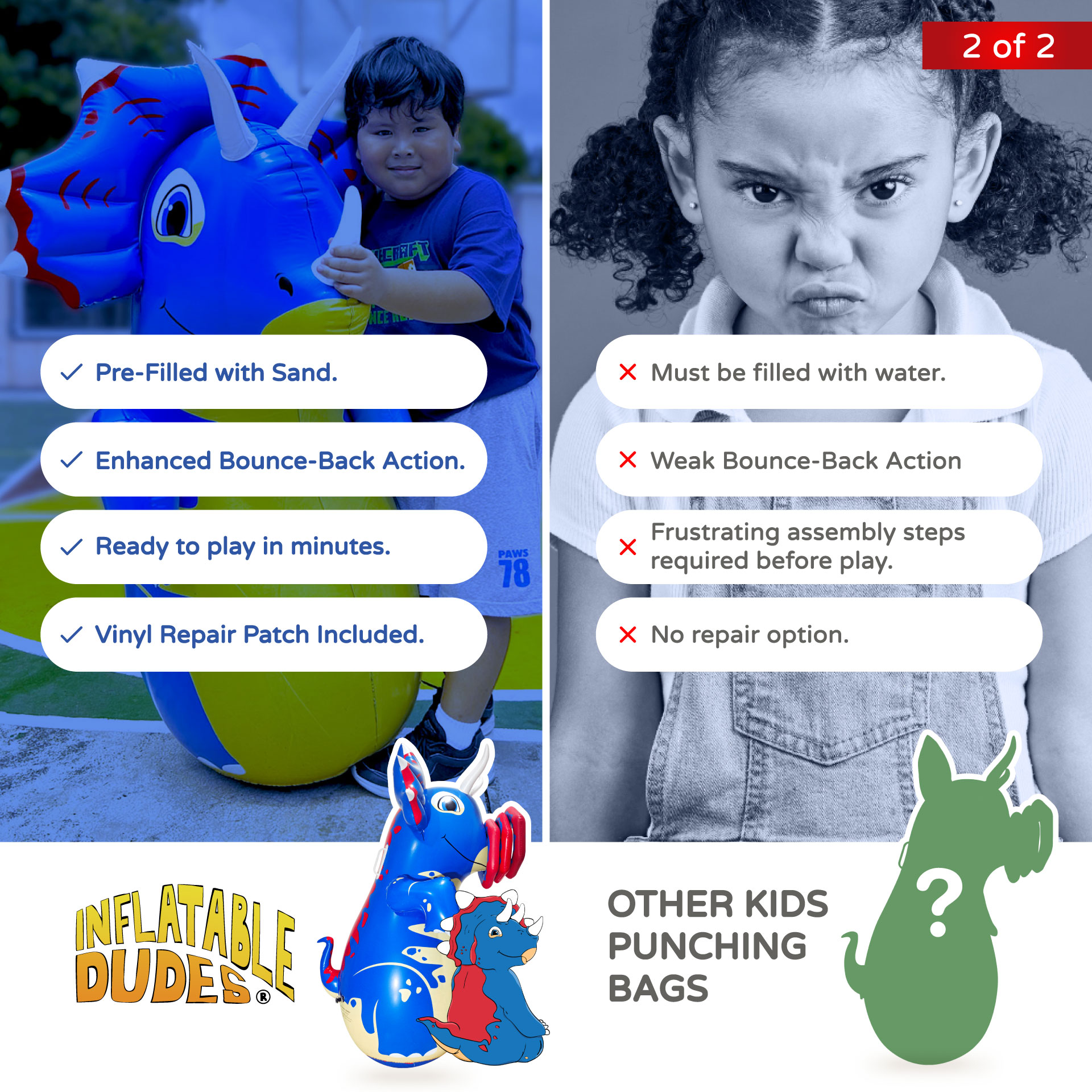 TOPS kids punching bag and ring toss vs other kids inflatable punching bags.