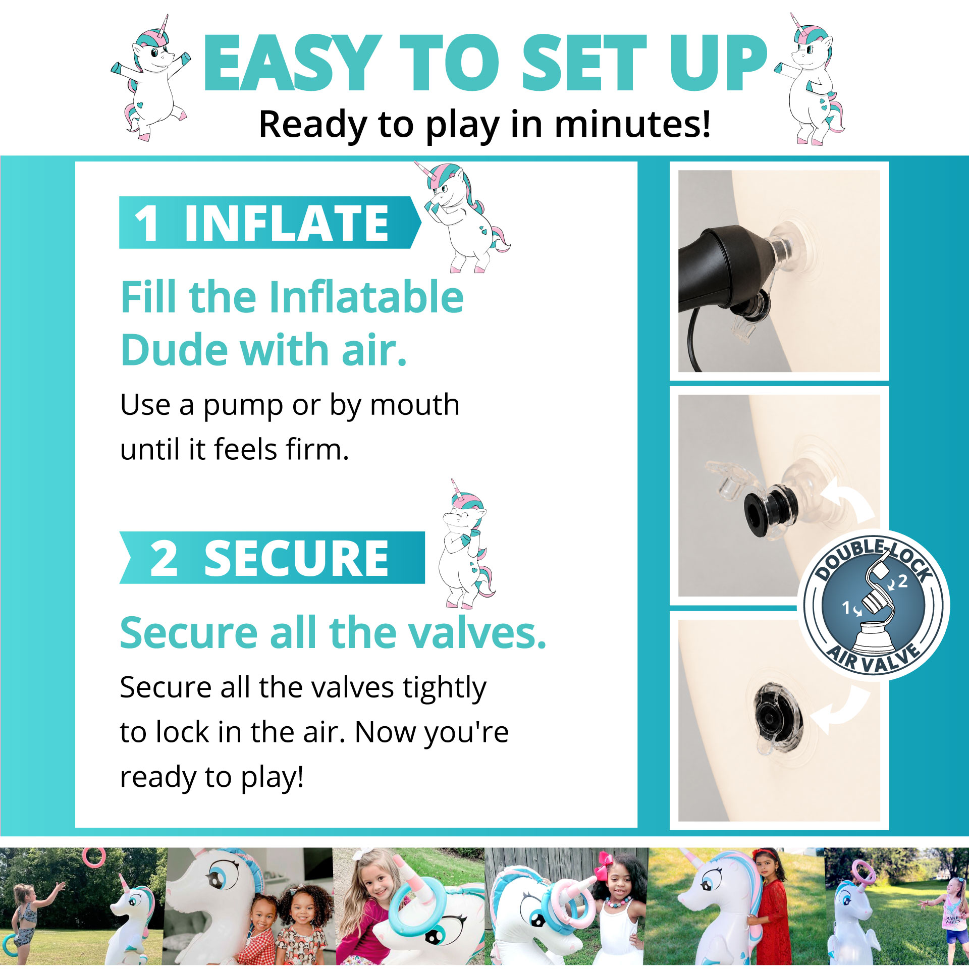 How to set up the Inflatable Dudes® UNIQUE kids punching bag and ring toss.