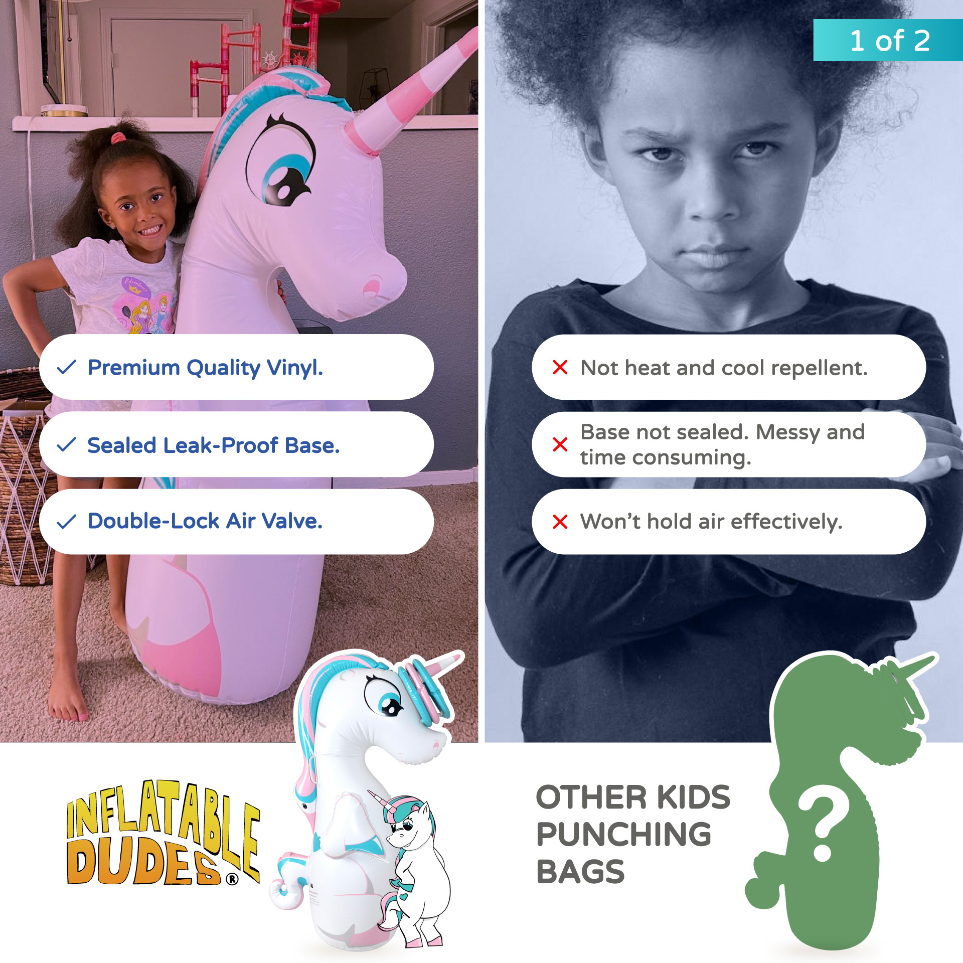 UNIQUE kids punching bag and ring toss vs other kids inflatable punching bags.