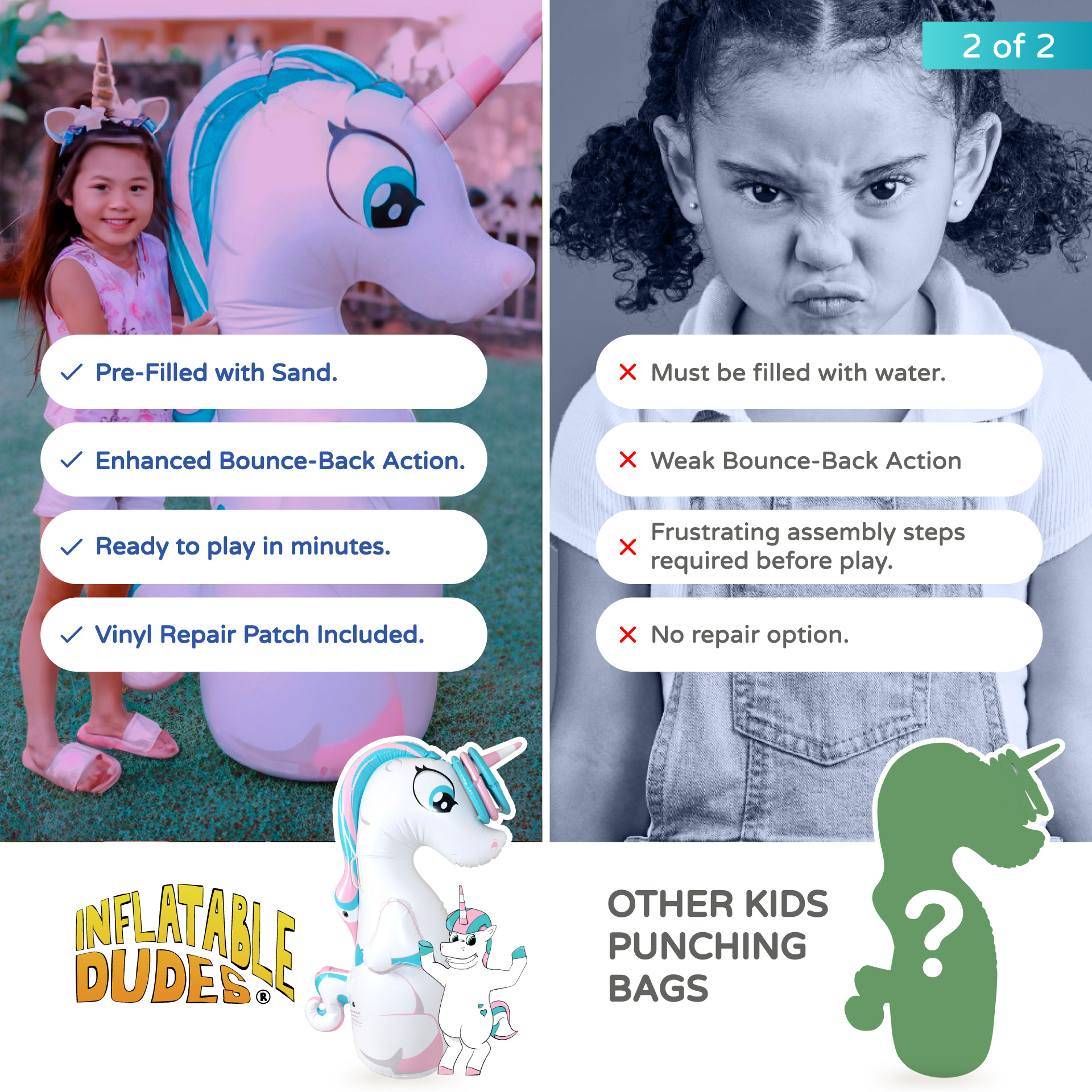 UNIQUE kids punching bag and ring toss vs other kids inflatable punching bags.